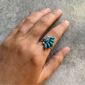 Vintage Turquoise Petit Point Zuni Ring